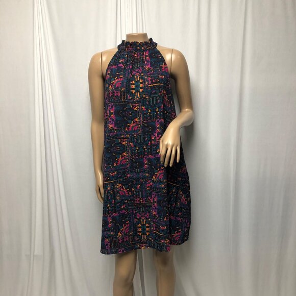 Allison Joy Sleeveless Dress Womens Size Large Abstract Black Multicolor Shift - Picture 1 of 8